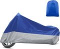 X AUTOHAUX Motorcycle Cover for Harley Davidson for Honda for Suzuki All Season Waterproof Sun Outdoor Protection Motorbike Cover Fits Up to 86.61'' Motorcycles Cover L Blue Silver Tone