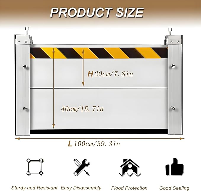 Flood Barriers for Home Exterior - Aluminum Alloy Outdoor Easy Flood Barrier Garage Doors Water Barriers for Flooding,H55 Inch/L15FT