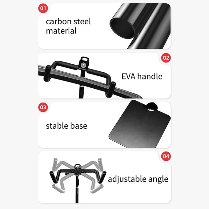 Rcool Carbon Steel Bike Stand,Adjustable 24-51in,Home Garage Parking Rack,Stable Anti-Slip,Durable Install,Frame Protection,Space-Saving，Black