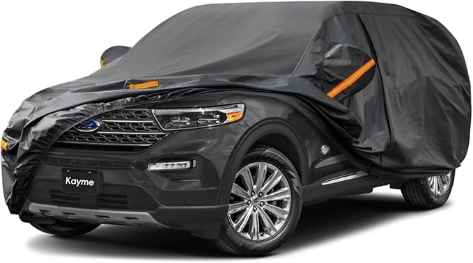Kayme 7 Layers SUV Car Cover Custom Fit for Ford Explorer (2006-2025) Waterproof All Weather for Automobiles,Outdoor Full Cover Rain Sun UV Protection.Black