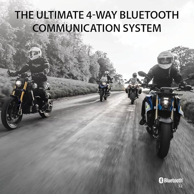 Cardo Systems FREECOM 4X Motorcycle 4-Way Helmet Bluetooth Communication System Headset Intercom, Universal Bluetooth Connectivity, Waterproof, 40mm Speakers - Single Pack