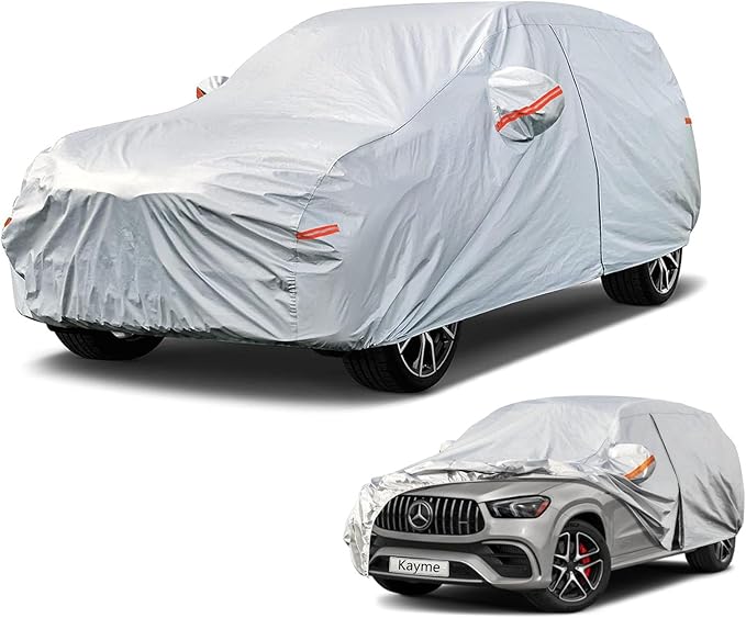 Kayme 6 Layers SUV Car Cover Custom Fit for Mercedes Benz GLE 350 450 (2015-2025) Waterproof All Weather for Automobiles, Outdoor Full Cover Rain Sun UV Protection.Silver