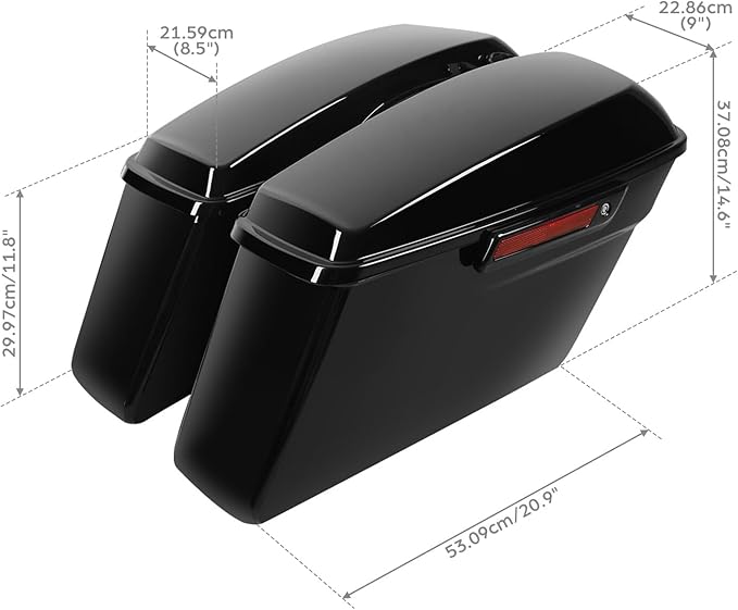 Green-L Vivid Black Hard Saddlebags with Black Latch Keys Liners Fit for Harley Touring Road King Street Glide Electra Ultra Classic 2014-2024