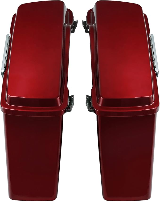 XFMT Motorcycle Saddlebags Red Hard Saddle Bags Trunk For Harley Touring Road King Street Glide Road Glide Electra Glide Ultra Classic 1994-2013