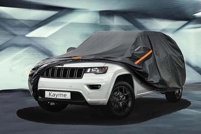 Kayme 7 Layers SUV Car Cover Custom Fit for Jeep Grand Cherokee (2010-2025) Waterproof All Weather for Automobiles, Outdoor Full Cover Rain Sun UV Protection.