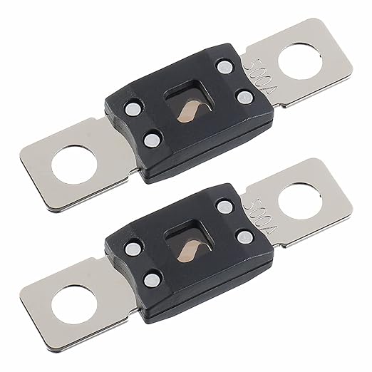 500A MEGA High Current Fuse - 500 Amp Bolt-on Fuse for Cars, Trucks, Construction Vehicles, Buses, Caravans (2 Pcs)