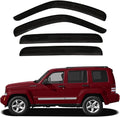 4pcs Front+Rear Smoke Tint Sun/Rain Guard Outside Mount Tape-On Vent Window Visors Compatible with 08-13 Liberty KK
