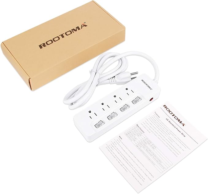Appliance Extension Cord with Individual Switches on Off - 6 FT, 14 Gauge Heavy Duty Extension Cord with 4 AC Outlets, Wall Mountable, High Wattage for Microwave Workbench Garage Must Have, ETL Listed