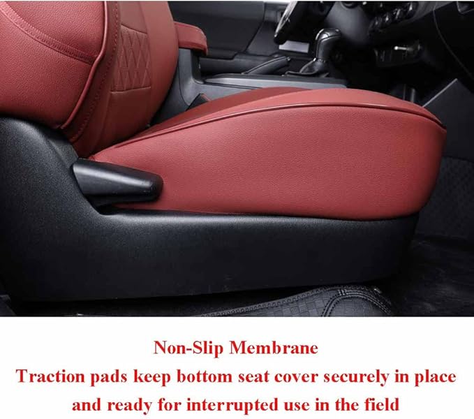 EKR Custom Fit Tacoma Car Seat Covers for Select Toyota Tacoma 2016 2017 2018 2019 2020 2021 2022 2023 Double Cab/Crew Cab - Full Set,Leather(Burgundy)