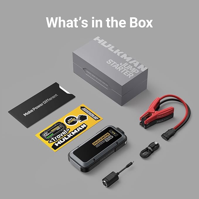 Hulkman Alpha85,Space Gray,2000A 74Wh Smart Jump Starter,12V Portable Car Battery Booster with 3.3" Display,USB-C Power Pack,5-Mode Flashlight,Jumper Cables for up to 8.5L Gas/6.0L Diesel