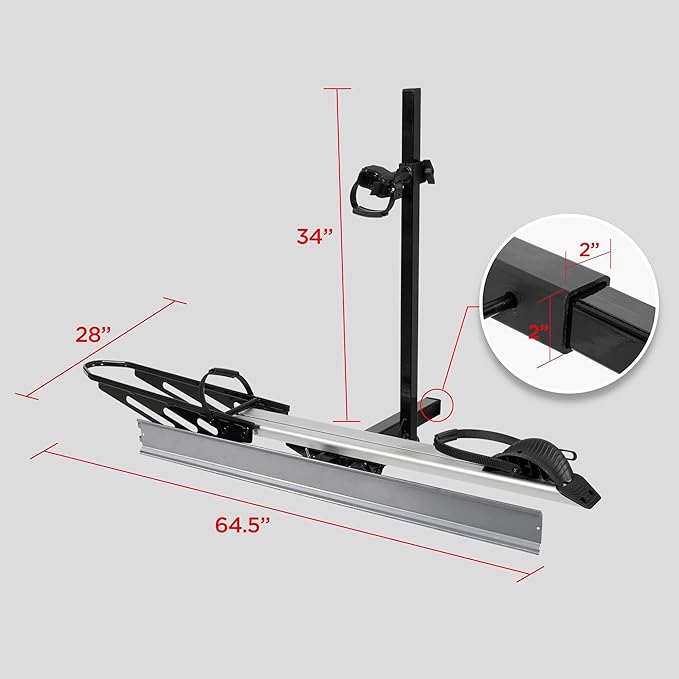 Rockland 1-Ebike Rack with Ramp,100 lbs Capacity, Single Hitch Mount Electric Bike Rack, Fits up to 5" Fat Tire Width and 50" Wheelbase, Ebike Carrier Rack for 2" Receiver for Cars SUVs Vans RVs