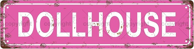 DOLLHOUSE Space Vintage Metal Tin Street Sign Bar Cafe Garage Cave Home Room Wall Bathroom Farmhouse Garden Porch Patio Decor, 16 x 4 Inch