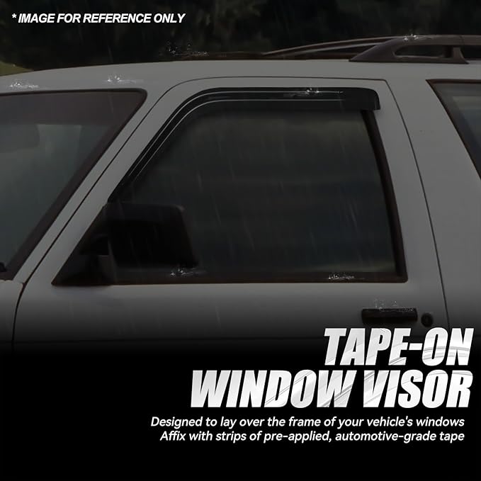Auto Dynasty 2Pcs Carbon Fiber Pattern Window Visors Compatible with 1988-2002 Chevy Tahoe Blazer GMC Yukon C/K 1500 2500 3500 2-Door Fleetside, Tape-On Window Deflectors Rain Guards Side Vent Shade