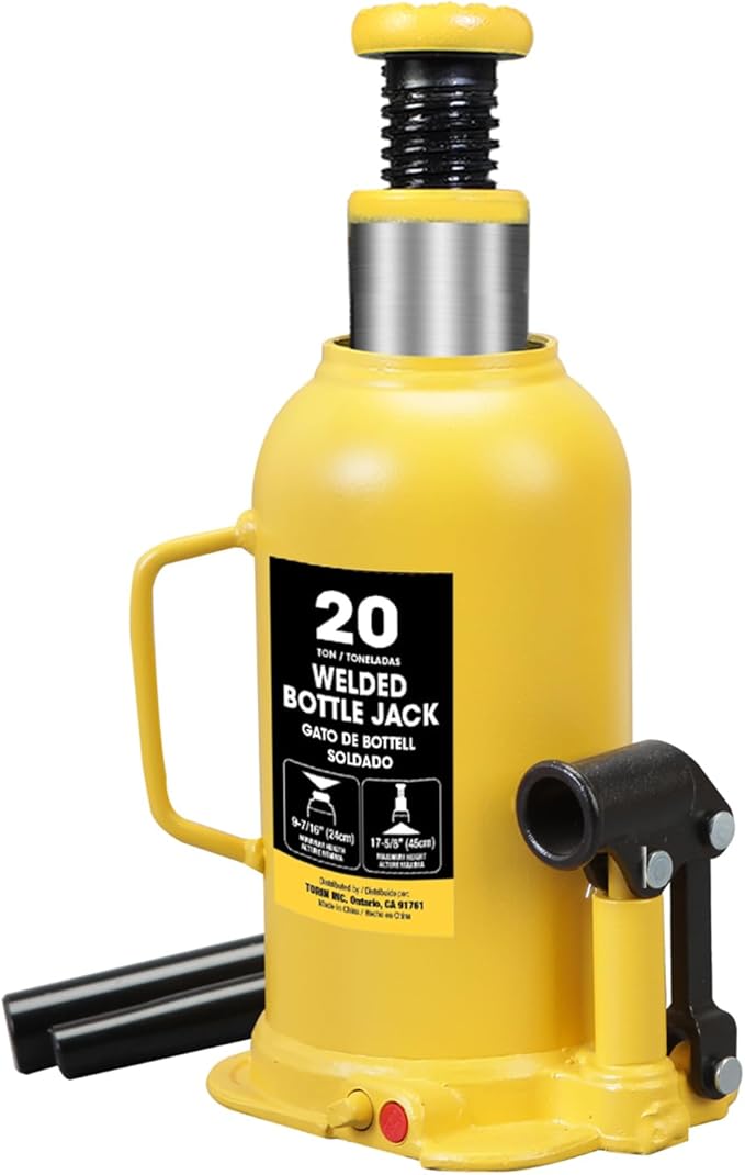 YELLOW JACKET 20 Ton Bottle Jack All Welded Hydraulic Jack with 2-Section Long Handle, for Car, Pickup Truck, Truck, RV, Auto Repair, Industrial Engineering