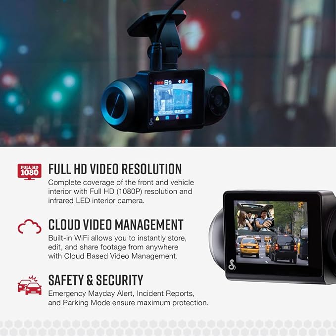 Bundle of Cobra Smart Dash Cam with Interior Cam (SC 201) + Cobra 2.5A Micro USB Hardwire Kit