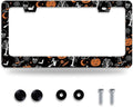 Pumpkin Witch Gothic License Plate Frame Bat Spider Web License Plate Holder Funny Personalise Car Stainless Stee Decorative Parts for Standard Us Canada Vehicles 12x6 Inch for Women Men