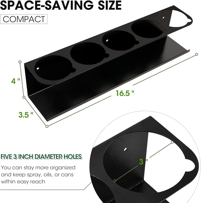 Touri 4 Pack Spray Can Holder for Garage and Workspace, Wall-Mounted Steel Aerosol Can Holder (20 Cans)