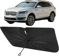 Proadsy Windshield Sun Shade Umbrella for Lincoln Nautilus 2014-2025 Foldable Car Umbrella Sunshade with Soft TPU Handle Spring Structure Crystal Cooling Material Protect Car from Rays & Heat