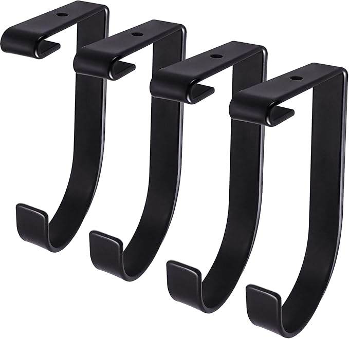 4-Pack Heavy Duty Add-On Flat Hook Accessory for Garage Ceiling and Wall Storage, Alloy Steel, Black - Suitable for FLEXINOUMTS Racks