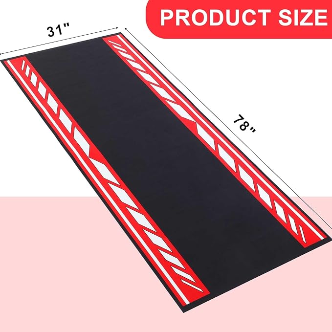 Motorcycle Mat 78 x 31 Inch Garage Floor Rug Washable Parking Mats for Garage Floors Non Slip Oil Absorbent Pad Rubber Backing Layer Protects Floor from Spills Drips Stains(Bright Style)