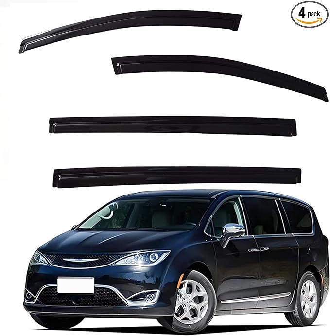 Window Visors Rain Guards fits 2017-2025 Pacifica, Out-Channel Window Wind Deflectors Vent Shades Accessories, Dark Smoke 4 Pcs, 2018 2019 2020 2021 2022 2023 2024