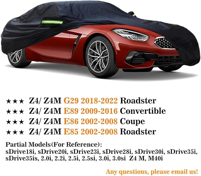 Custom Car Cover Compatible with BMW Z4 Z4M 2002-2025 E85 E86 E89 G29 Coupe Convertible, Waterproof All Weather Cover with Cotton Lining, Heavy Duty Rain Snow Sun UV Covers for Outdoor Indoor