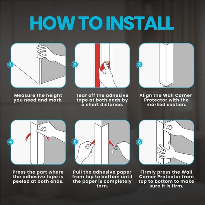 Proflex Wall Corner Protector - Pack of 6 Self Adhesive Corner Guards for Walls Edge Protection - 2 inch x 36 inch, Brushed Aluminum – Easy to Apply – No Tools Needed