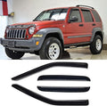 94428 Side Window Wind Vent Deflector,4pcs Outside Mount Style Nice Sun Rain Guards Set,Dark Smoke Tint Window Visor fit for 2002-2007 Jeep Liberty