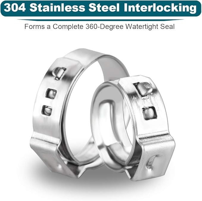 LOKMAN 50 Pack 1 Inch PEX Cinch Clamps, Stainless Steel Cinch Crimp Rings Pinch Clamps for PEX Tubing Pipe Fitting Connections (1 Inch)