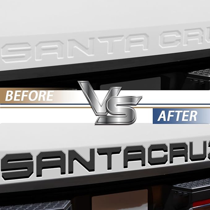 Tailgate Insert Letters Compatible for 2022 2023 2024 2025 Santa Cruz 4D Raised Tailgate Decal Letters (Double Layer Black Edge Gray Faced)