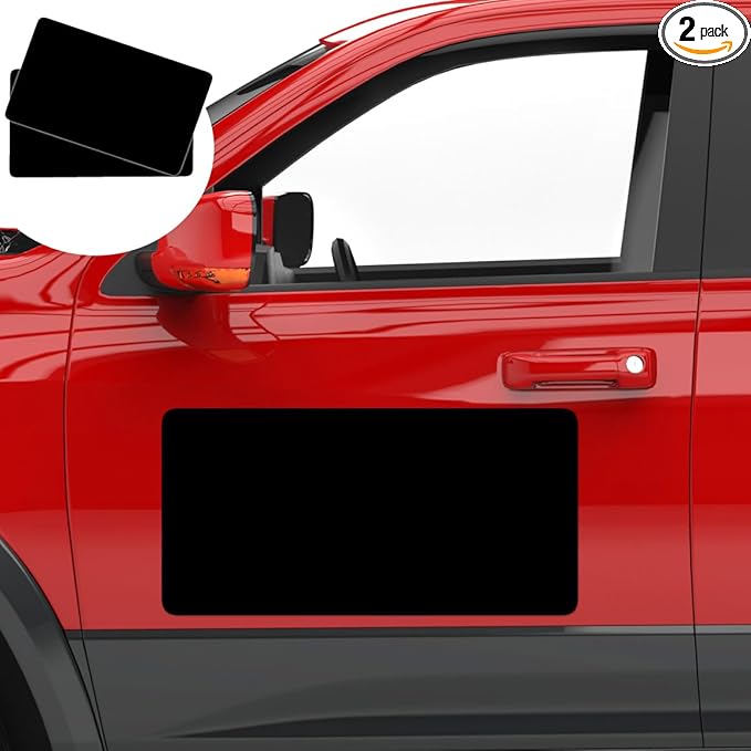 2 Pack Blank Car Door Magnet Sticker, Rounded Corners Magnetic Vehicle Sign, Perfect Magnet for Car to DIY Advertise Business and Cover Company Logo, Personalized Magnet Decal 24"x12" Black