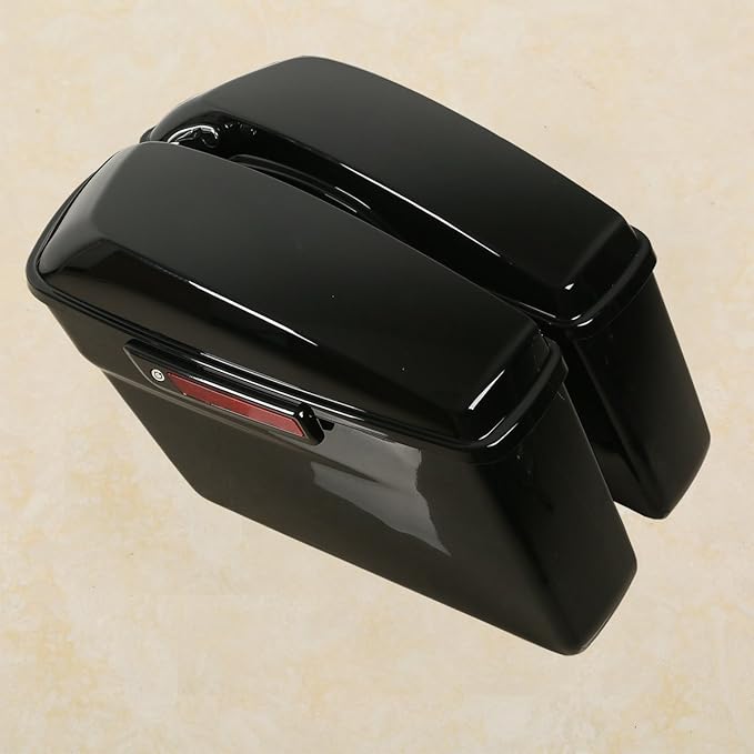 XFMT Vivid Black Motorcycle Saddlebags Hard Saddle Bags W/Black Latches & Chrome Conversion Bracket For Harley Softail Heritage Deluxe 1984-2017