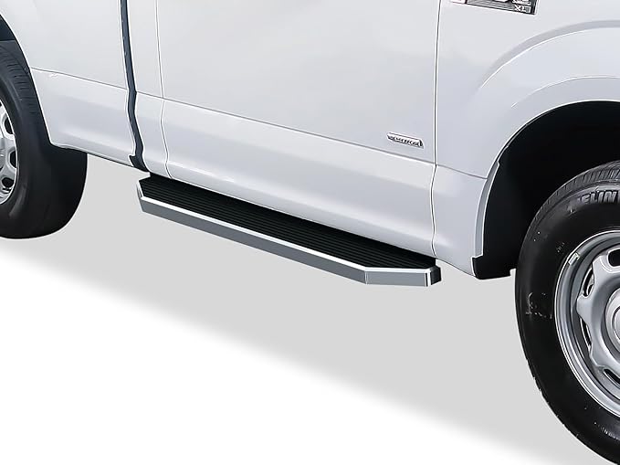 APS 6in 304 Stainless Steel (Polished Flat Style) Running Boards Side Bars Side Steps Compatible with Ford F150 2015-2025 Regular Cab & F-250 F-350 Super Duty 2017-2025