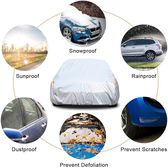 Kayme 6 Layers Car Cover Custom fit for Ford Mustang/Shelby (1964-2025) Waterproof All Weather for Automobiles, Outdoor Full Cover Rain Sun UV Protection.Silver