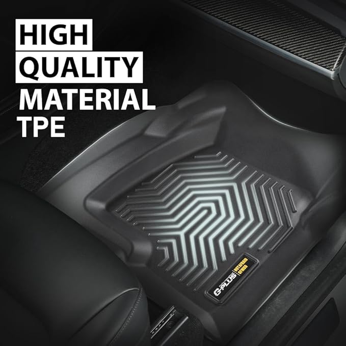 G-PLUS Floor Mats 3pcs Compatible with Chevy Silverado GMC Sierra 1500 Crew Cab 1999-2006 All Weather Full Cover Protection 1st & 2nd Row Liner TPE Floor Liners Black