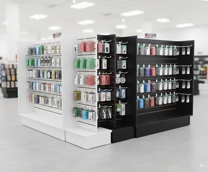 WISDOMFUR H-Unit Slatwall Gondola Display – 4 ft White Freestanding Retail Fixture for Merchandising, Store Displays & Showrooms