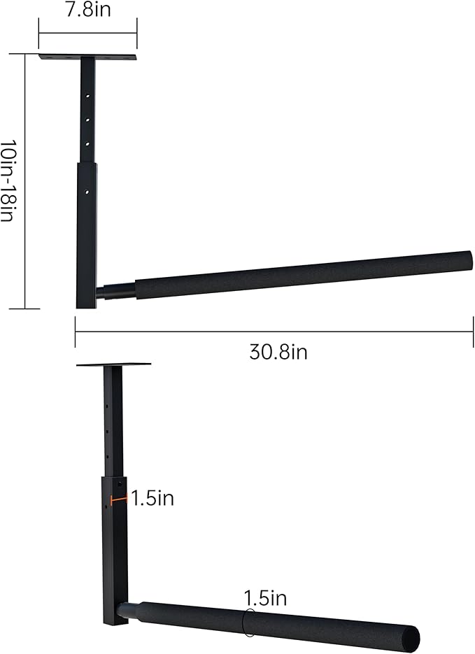 Adjustable Ladder Ceiling Rack, Kayak Overhead Garage Storage Rack, Garage Ceiling Storage for Kayak, Ladder, Surfboard, Snowboar Overhead Hanger, Holds 150 lbs, Black