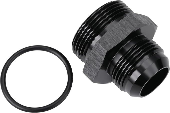 16AN Male Flare to 20AN ORB O-ring Boss Fuel Pump Rail Adapter Fitting Aluminum Black