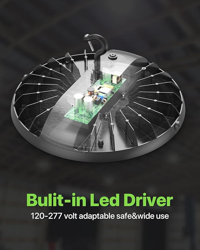 250W UFO LED High Bay Shop Light 6-Pack 150LM/W 37,500LM Output High Bay Led Lights 100-277V IP65 Waterproof Commercial Warehouse Lighting Fixture 5000K Daylight for Garage, Workshop, Factory
