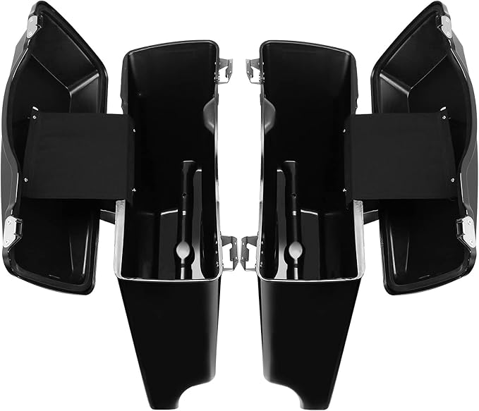 XFMT Motorcycle Stretched Saddlebags 5" Extended Hard Saddle Bags For Harley Touring Road King Street Glide Road Glide Electra Glide Ultra Classic 1993-2013