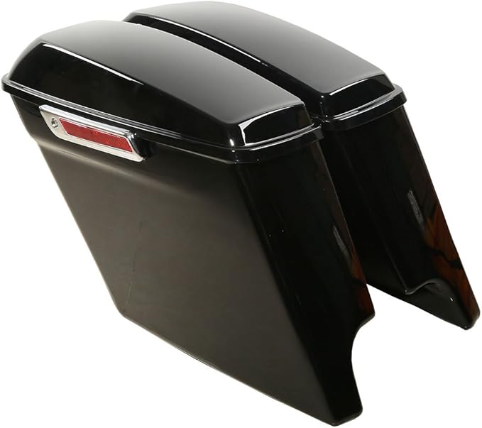 XFMT Vivid Black 5" Stretched Extended Saddlebags Hard Saddle Bags W/Chrome Conversion Bracket For Harley Softail Heritage Deluxe 1984-2017