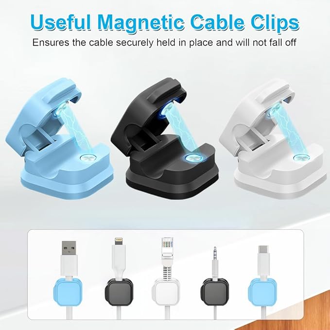 18 Pack Cord Organizer Holder,Magnetic Cable Clips Management,Easy Strong Adhesive Phone USB Charger Cord,Hide Or Organize Desk Cable for Kitchen,Office,Car,Nightstand（3Colors）