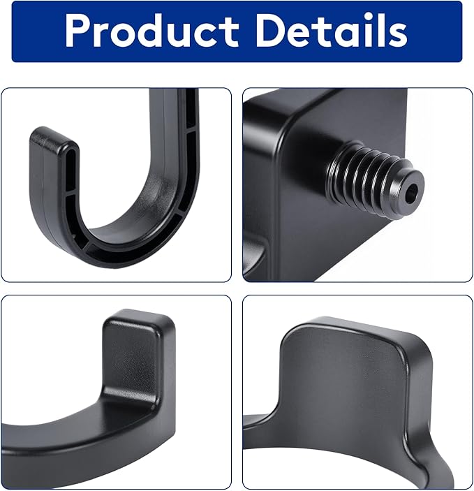 6 Pcs ABS Storage Shed Tool Hooks, Heavy Duty Shed Accessories & Hooks - Compatible with Suncast & Craftsman Sheds, Black J/U/V Shape for Organizing Garden Tools and Hoses in Outdoor Sheds