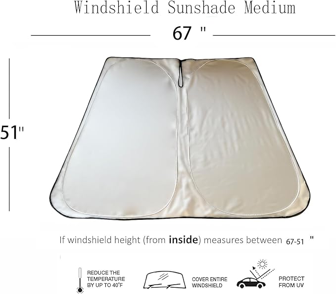 Windshield Sunshade for Tesla Cybertruck, Foldable UV Protection Front Window Shade, Heat-Resistant Reflective Cover, Custom Fit for Tesla Cybertruck, Car Interior Cooling Accessory