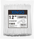 XINGO 12 Inch White Zip Ties(1200 Pack), 75 LBS Ultra Strong Tensile Strength, UV Resistant Cable Ties, Self-locking Plastic Ties for Indoor and Outdoor Use