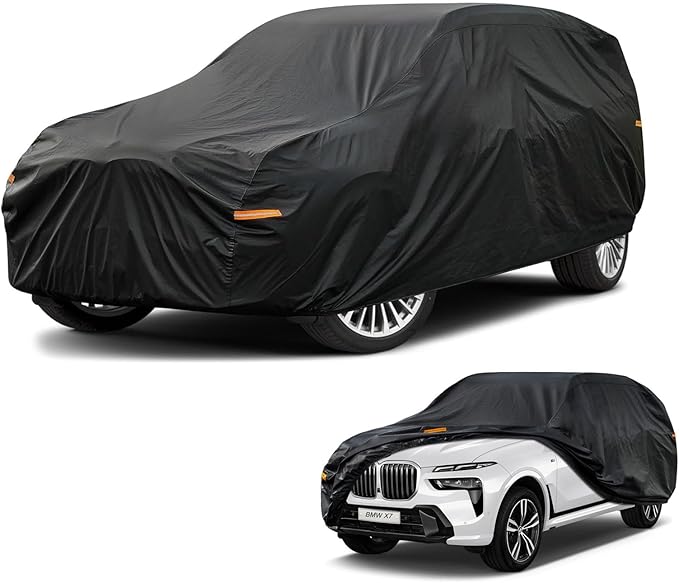 Kayme 7 Layers SUV Car Cover Custom Fit for BMW X7 (2018-2025) Waterproof All Weather for Automobiles, Outdoor Full Cover Rain Sun UV Protection.Black
