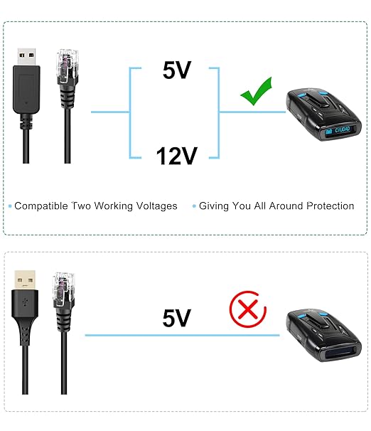 Radar Detector Cable with USB to RJ11 Plug,Power Cable for Radar Detectors,USB 5V-12V Power Cable,for Escor t Radenso XP Beltronics Whistler Radar Detector(RJ11-6.56FT)