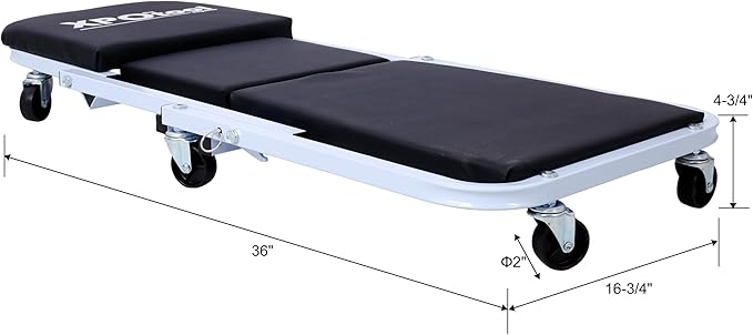 Mechanic Creeper and Stool, 36" Z Creeper Seat, 2-in-1 Garage Tool, 300 lbs Capacity, Low Profile with 6 Wheels (White)