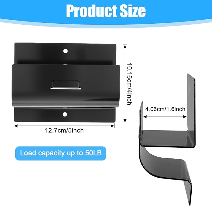 Heavy Duty Ladder Hooks for Garage Wall 4 Pack Black Ladder Hanger Garage Wall Hooks for Ladder, Wheelbarrow, and Tools