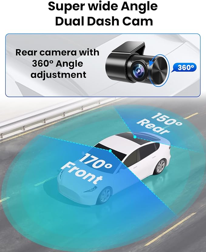 Dash Cam Front and Rear 4K/1080P, Dash Camera for Cars Build in WiFi, Full HD Dash Cam with APP Control, 3.94'' IPS Screen Dash Camera with 32GB SD Card, G-Sensor, 24Hr Parking Mote, Loop Recording